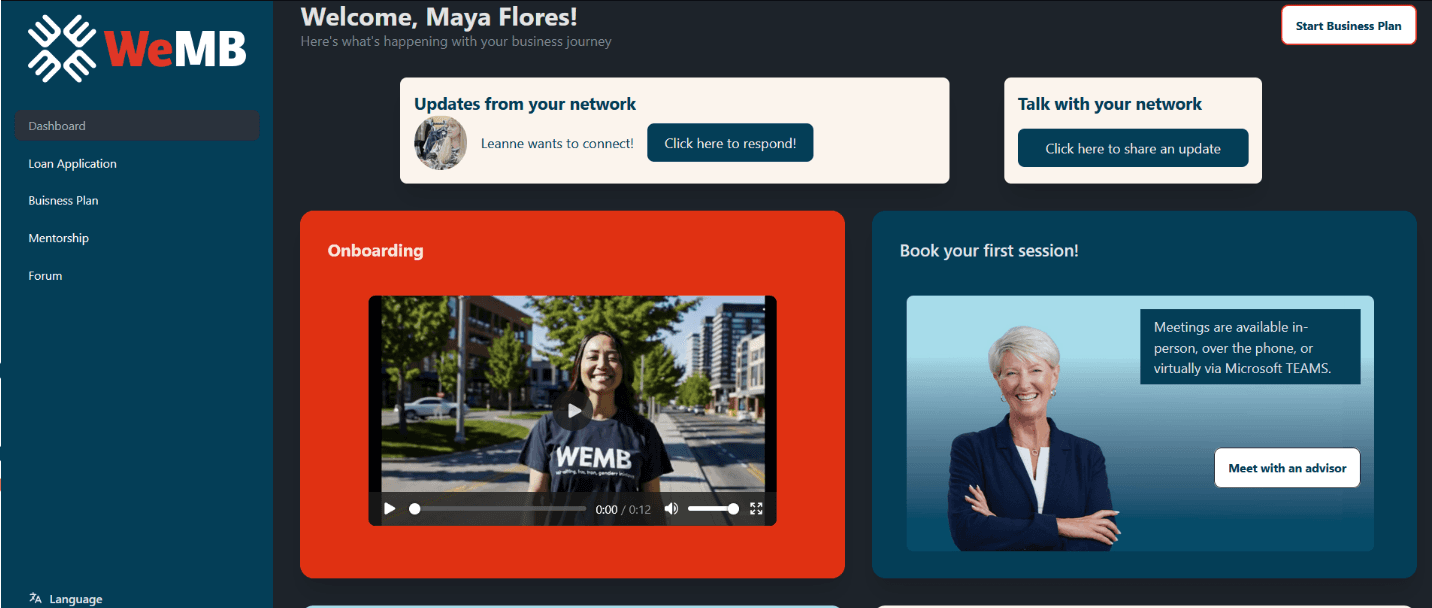 A screenshot of our main page